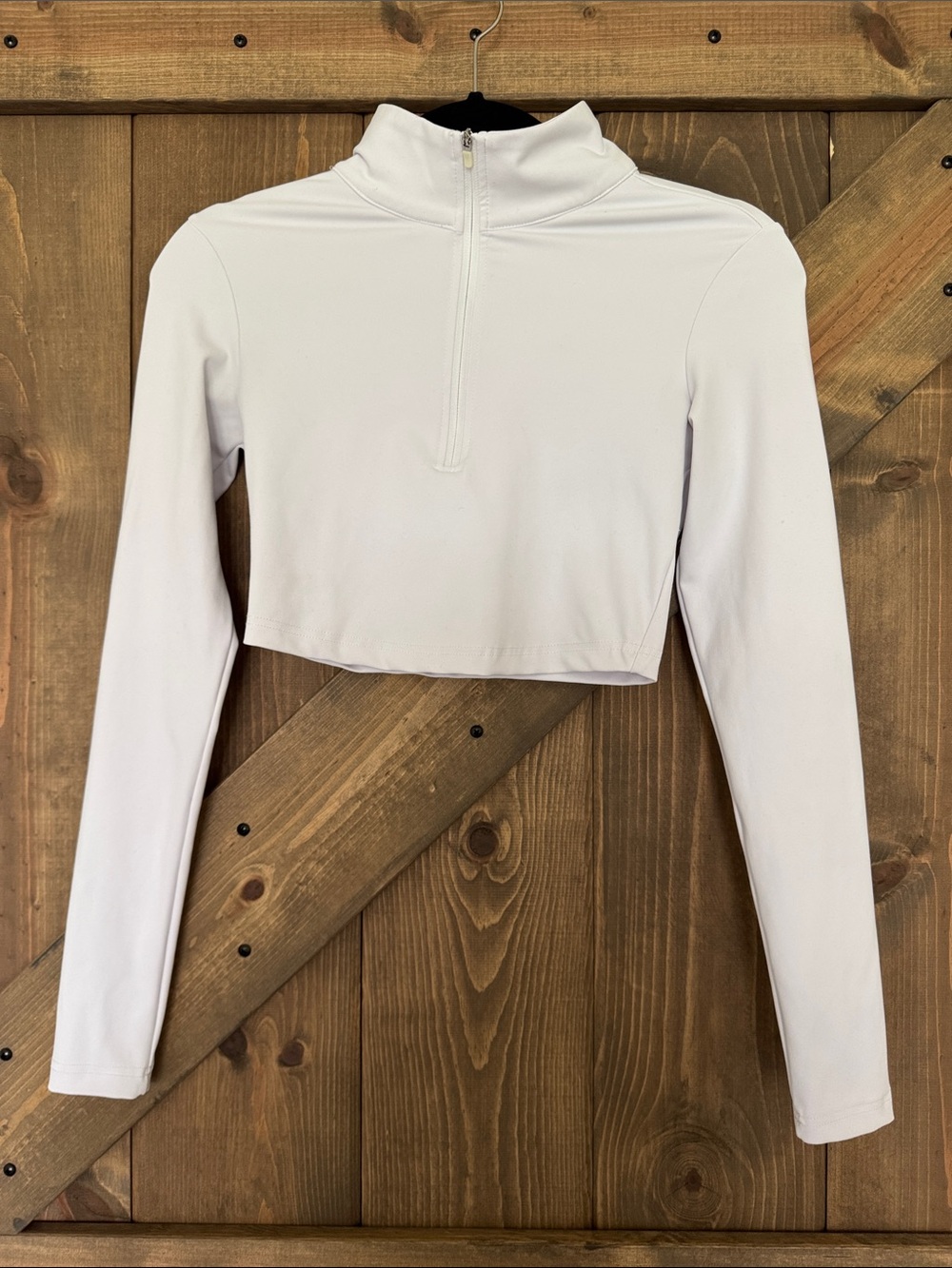 Gold Hinge White Cropped Long-Sleeve Half-Zip Top Size XS